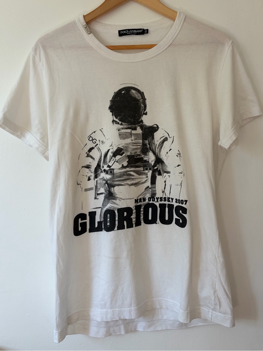 Dolce & Gabbana White Graphic 'Glorious' Astronaut Tee